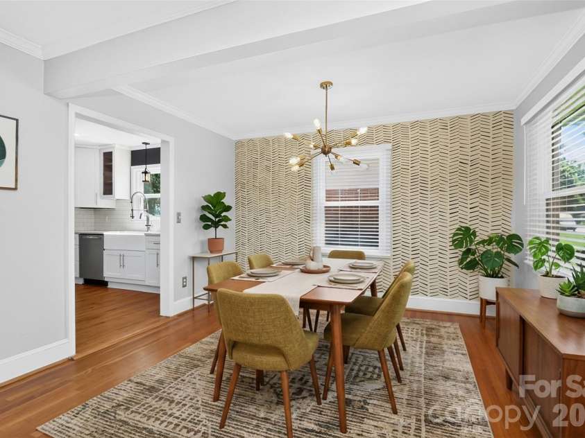 831 Faircrest Drive, Charlotte, NC 28210.  MLS# CAR4421440, YatesRealty ID 48734. Virtually Staged formal dining room