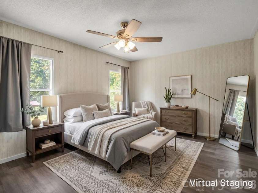 557 Sutton Mountain Ridge, Pisgah Forest, NC 28768.  MLS# CAR4419858, YatesRealty ID 48759. Virtually Staged Primary Bedroom