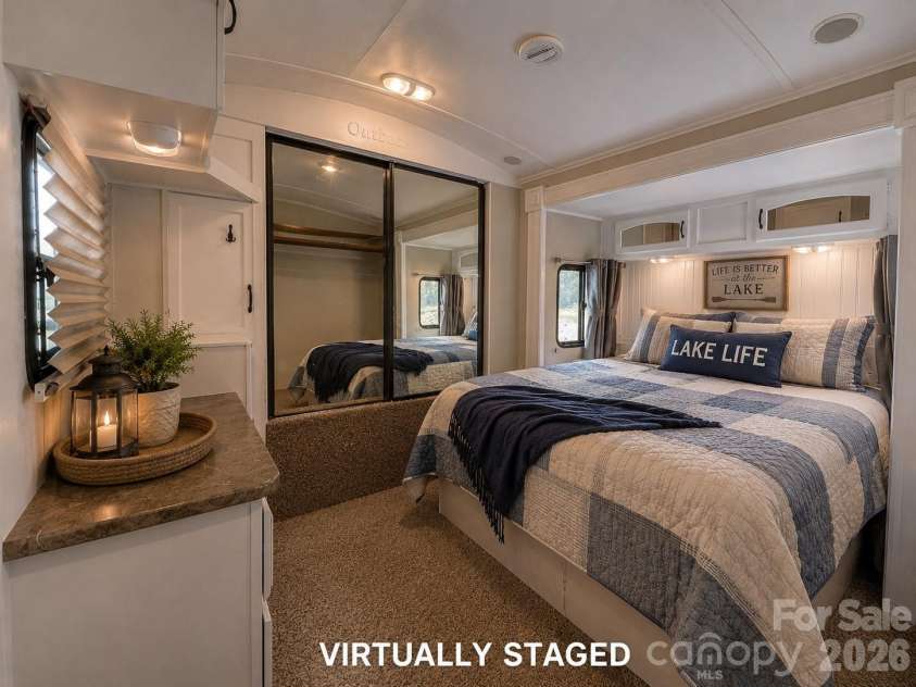 322 Mount View Lane, New London, NC 28127.  MLS# CAR4381016, YatesRealty ID 48820. Virtually Staged Camper Bedroom