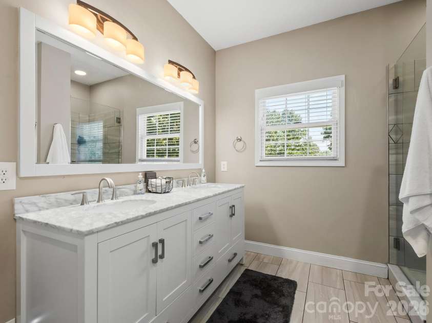 66 Azalea Drive, Weaverville, NC 28787.  MLS# CAR4421280, YatesRealty ID 48881. Lovely updated master bath.