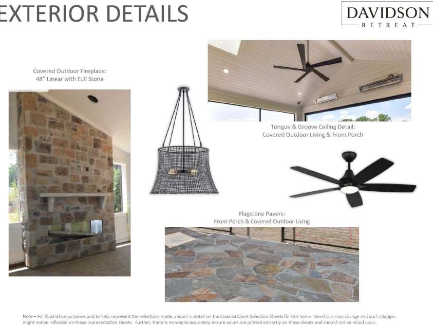 128 Willow View Loop, Davidson, NC 28036.  MLS# CAR4403823, YatesRealty ID 48929. Exterior Selections for Covered Outdoor Terrace