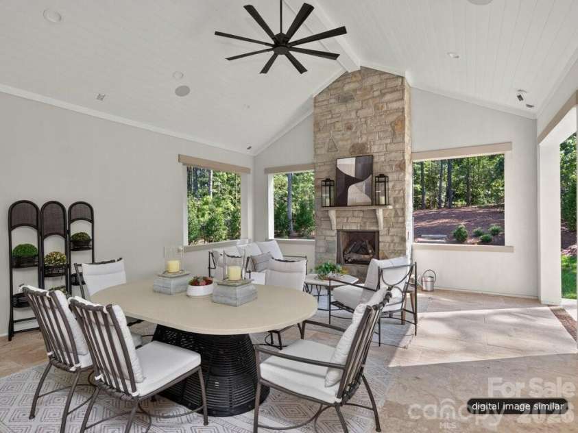 128 Willow View Loop, Davidson, NC 28036.  MLS# CAR4403823, YatesRealty ID 48929. Outdoor Terrace with Fireplace