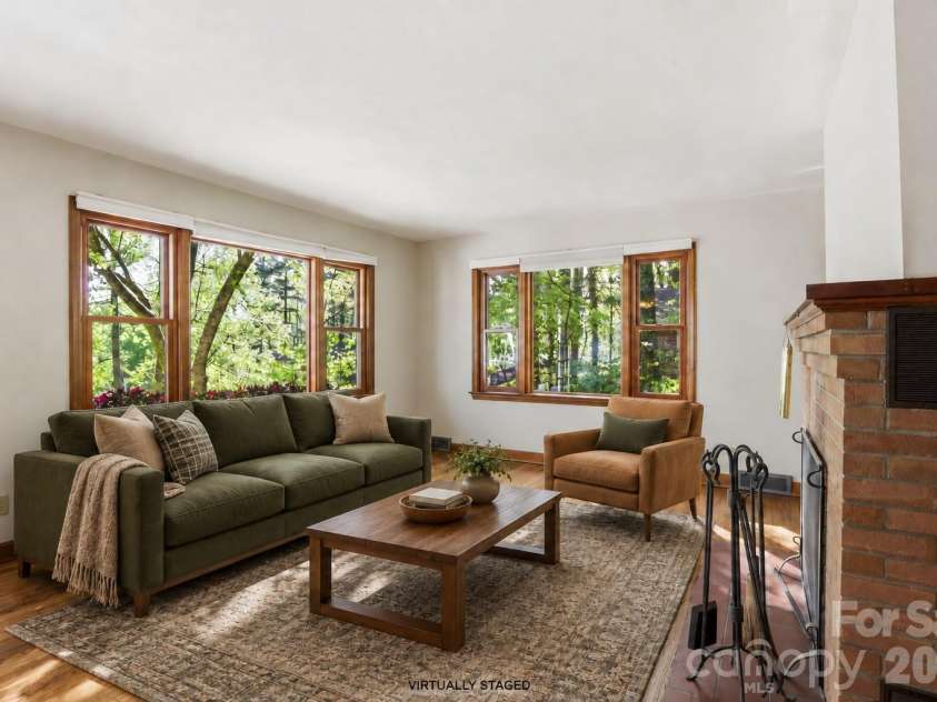 121 Wells Street, Hendersonville, NC 28739.  MLS# CAR4363100, YatesRealty ID 49069. Virtually staged living room