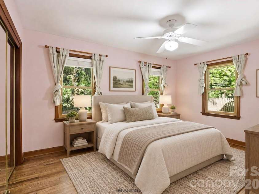 121 Wells Street, Hendersonville, NC 28739.  MLS# CAR4363100, YatesRealty ID 49069. Virtually staged primary bedroom #1