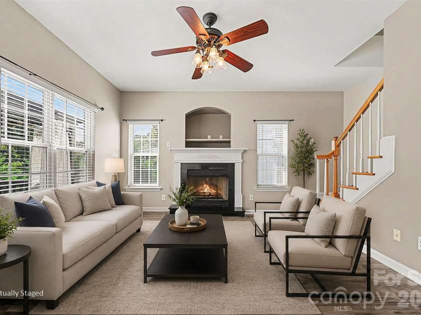 3118 Hadden Hall Boulevard, Fort Mill, SC 29715.  MLS# CAR4420976, YatesRealty ID 49089. Family Room Virtual staging, fire