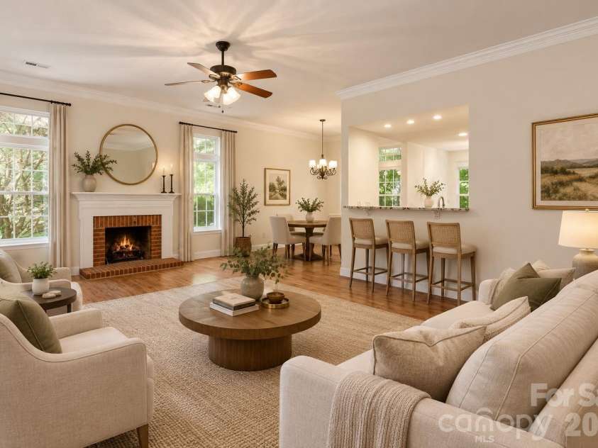 5538 Whispering Wind Lane, Indian Trail, NC 28079.  MLS# CAR4419704, YatesRealty ID 49121. Virtually staged living room