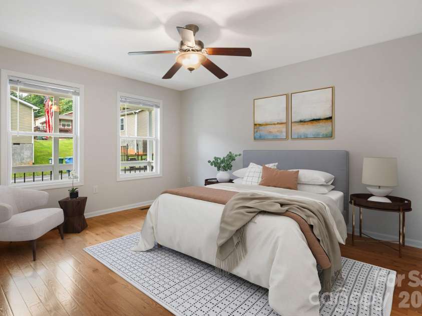 1 Red Clover Drive, Candler, NC 28715.  MLS# CAR4305641, YatesRealty ID 4919. Primary Bedroom - Room digitally staged