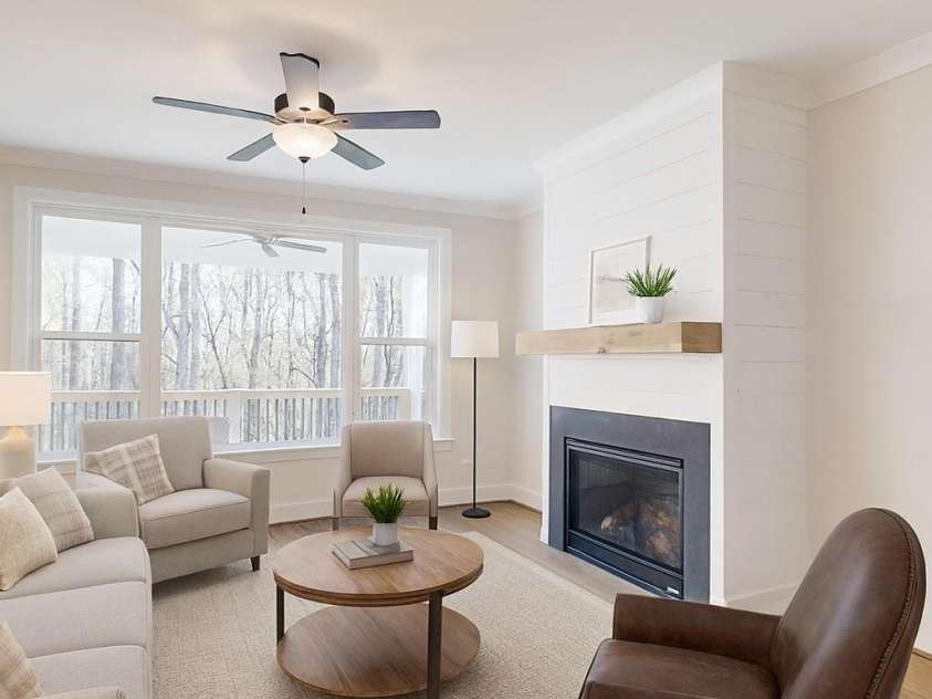 472 Bellingshire Drive, Mt Ulla, NC 28125.  MLS# CAR4292714, YatesRealty ID 4922. Virtually staged living room