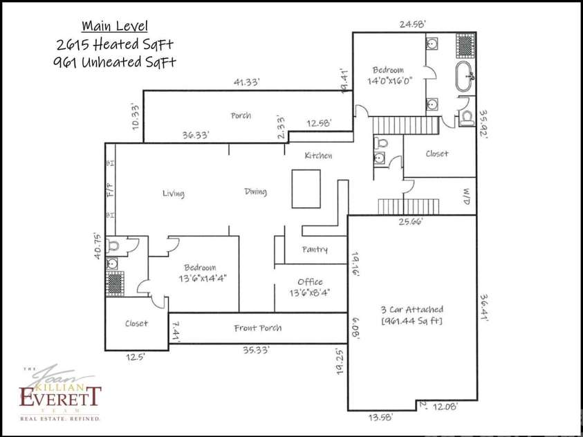 762 River Bend Drive, Granite Falls, NC 28630.  MLS# CAR4354420, YatesRealty ID 4926. Floor Plan Main Level