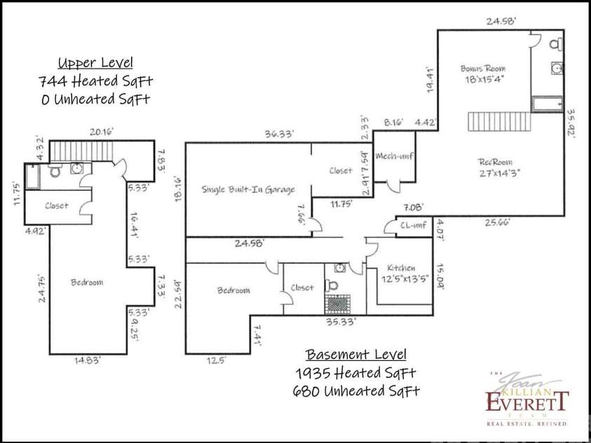 762 River Bend Drive, Granite Falls, NC 28630.  MLS# CAR4354420, YatesRealty ID 4926. Floor Plan Upper & Basement