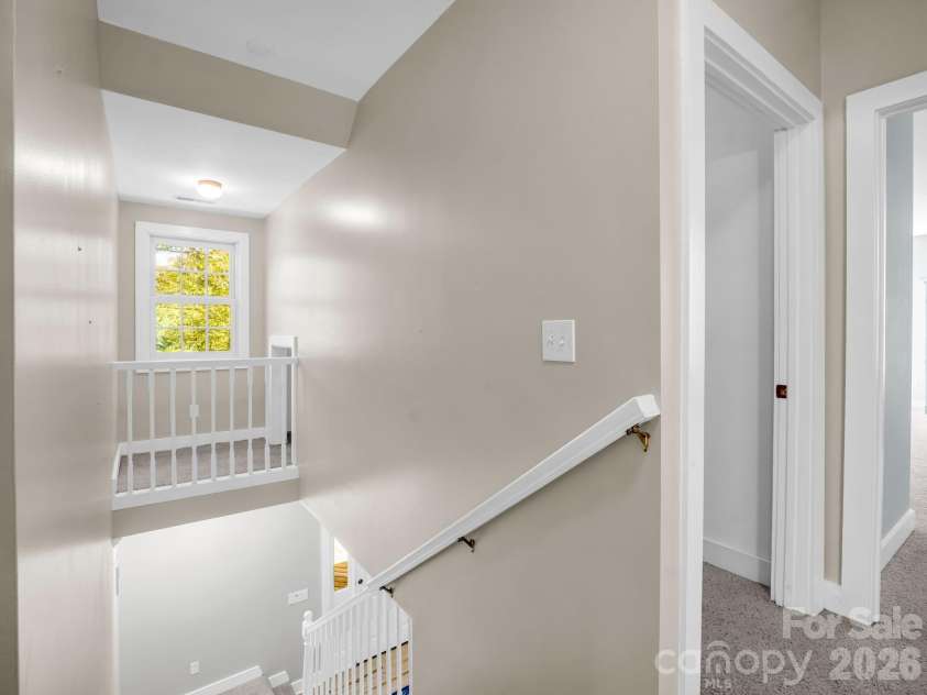 119 Mountain Bluff Trail, Hendersonville, NC 28792.  MLS# CAR4422233, YatesRealty ID 49280. Stair well & storage closets - upper level vantage