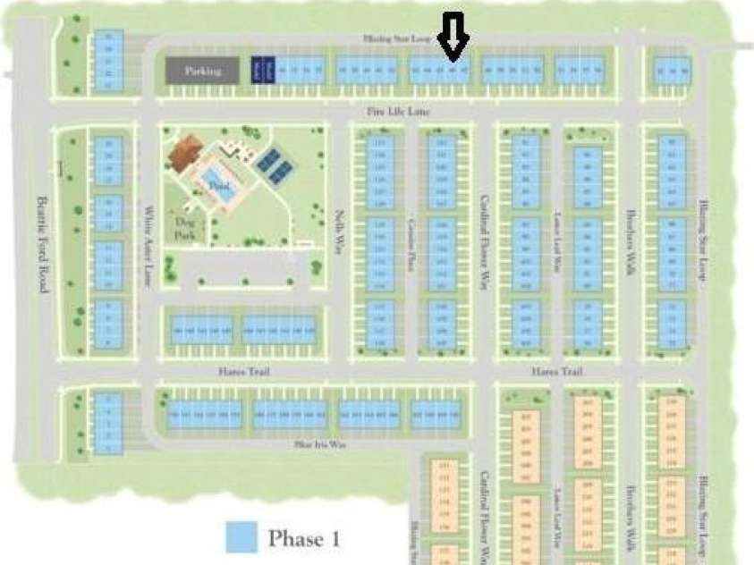 6617 Fire Lily Lane, Charlotte, NC 28216.  MLS# CAR4422331, YatesRealty ID 49324. Community Map Showing where Homesite #46 is