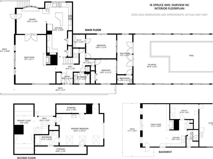16 Spruce Way, Fairview, NC 28730.  MLS# CAR4421539, YatesRealty ID 49354. Floor plans for the residence.