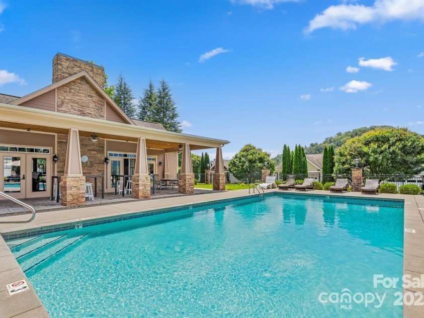 6 Southern Way Lane, Leicester, NC 28748.  MLS# CAR4226580, YatesRealty ID 4936. Community pool (seasonal) adjacent to clubhouse. Photo courtesy of The Views at Rose Hill