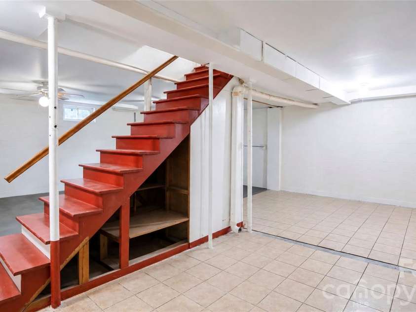 41 Elm Street, Badin, NC 28009.  MLS# CAR4402838, YatesRealty ID 49405. Basement Stairs