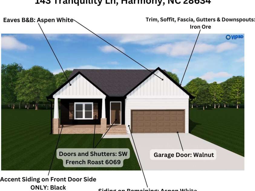 143 Tranquility Lane, Harmony, NC 28634.  MLS# CAR4212002, YatesRealty ID 4944. Exterior Color Selections