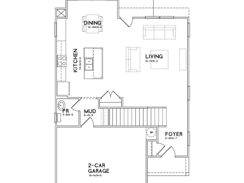 1531 Lisbon Lane, Charlotte, NC 28269.  MLS# CAR4422744, YatesRealty ID 49502. Holly Floorplan First Floor