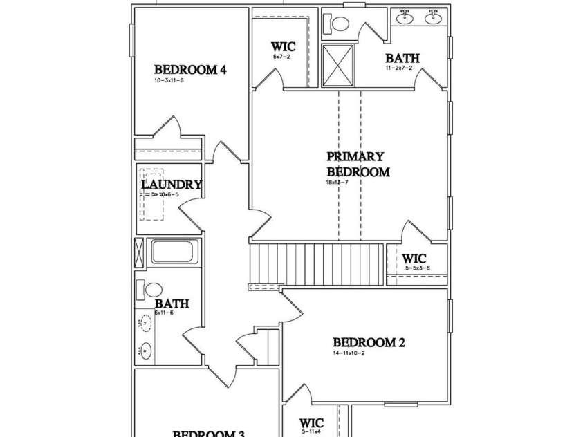 1531 Lisbon Lane, Charlotte, NC 28269.  MLS# CAR4422744, YatesRealty ID 49502. Holly Floorplan Second floor