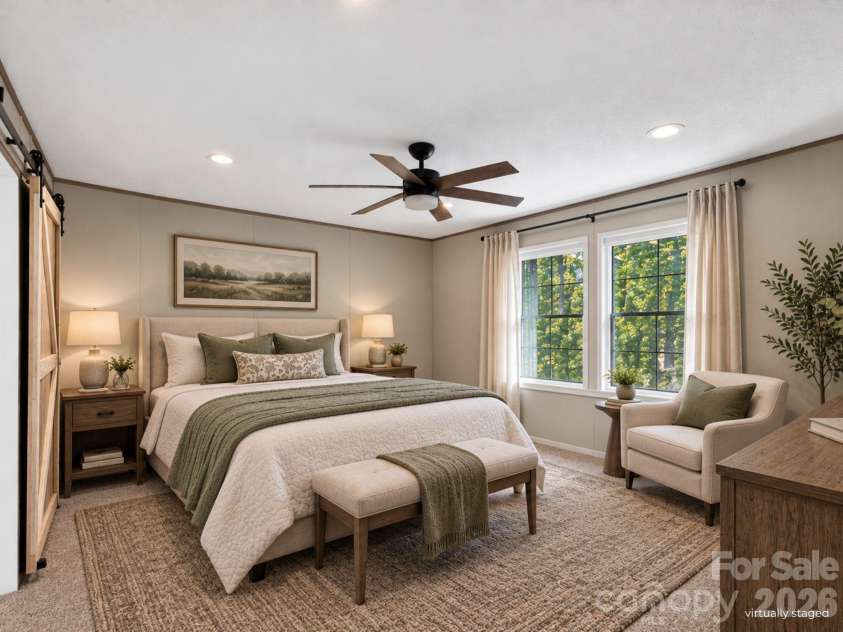 316 Oak Grove Road, Landrum, SC 29356.  MLS# CAR4422403, YatesRealty ID 49582. Virtually staged bedroom to maximize windows