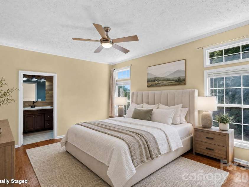 6 Enochs Way, Fletcher, NC 28732.  MLS# CAR4422708, YatesRealty ID 49593. Primary bedroom (virtually staged)