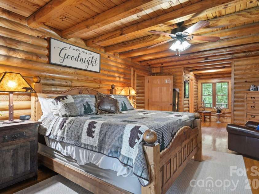 2235 Buck Mountain Road, Purlear, NC 28665.  MLS# CAR4422892, YatesRealty ID 49609. Main Level Primary Bedroom with Ensuite Bathroom