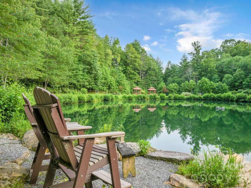 2235 Buck Mountain Road, Purlear, NC 28665.  MLS# CAR4422892, YatesRealty ID 49609. Stocked Community Pond