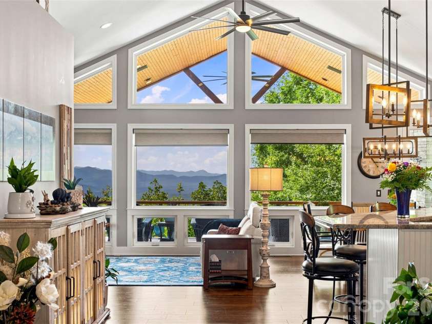 99 Distant View Drive, Asheville, NC 28803.  MLS# CAR4421771, YatesRealty ID 49685. Great Room with Panoramic Mountain Views