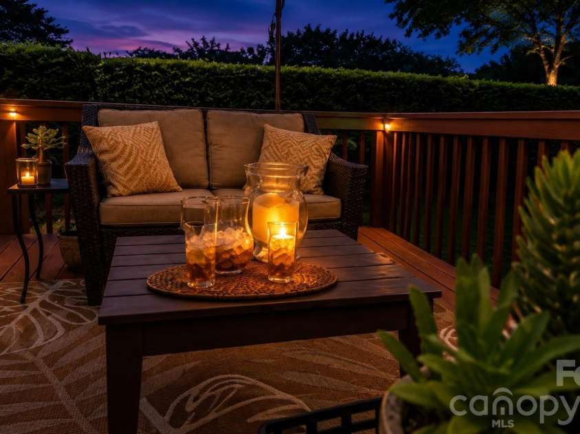 9303 Brentfield Road, Huntersville, NC 28078.  MLS# CAR4417903, YatesRealty ID 49688. Back Deck Twilight