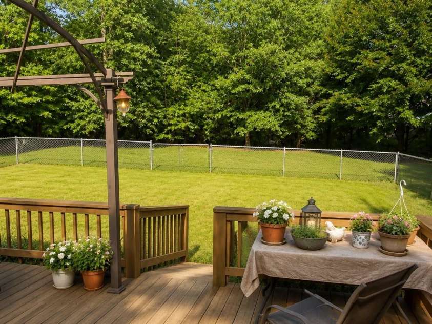 6162 Sherwood Lane, Denver, NC 28037.  MLS# CAR4422010, YatesRealty ID 49704. Huge private back yard with deck and pergola