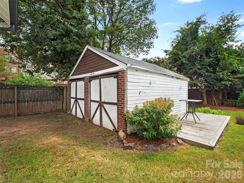 201 Brandywine Road, Charlotte, NC 28209.  MLS# CAR4423103, YatesRealty ID 49720. Original 2 car garage is still good for projects and yard equipment.