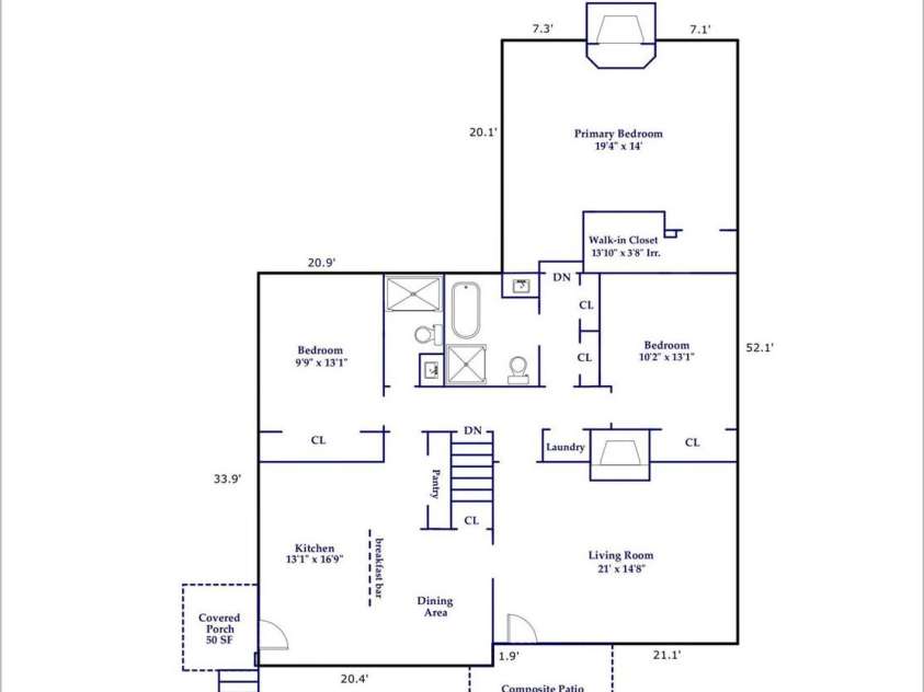 33 Maywood Road, Asheville, NC 28804.  MLS# CAR4420601, YatesRealty ID 49789. Main Level Floorplan