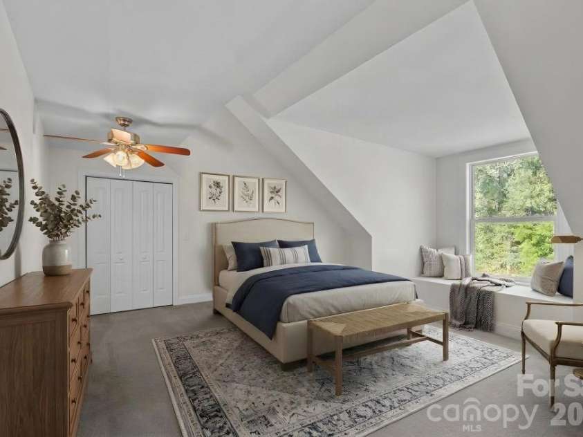 10429 Starwood Drive, Charlotte, NC 28215.  MLS# CAR4412020, YatesRealty ID 49827. 4th guest bedroom, with ensuite bathroom, on upper level. Virtually staged