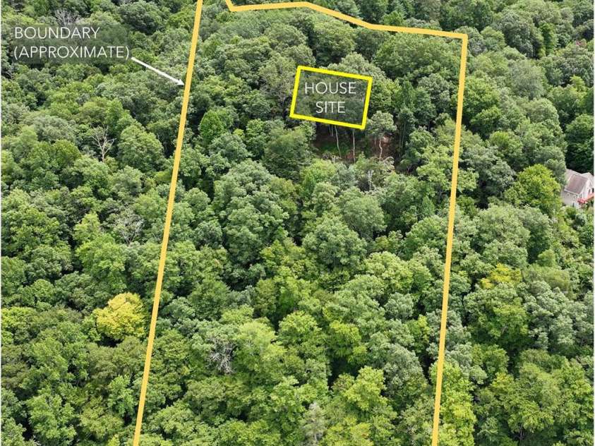 1244 Windover Drive, Brevard, NC 28712.  MLS# CAR4169991, YatesRealty ID 4987. Aerial French Broad River