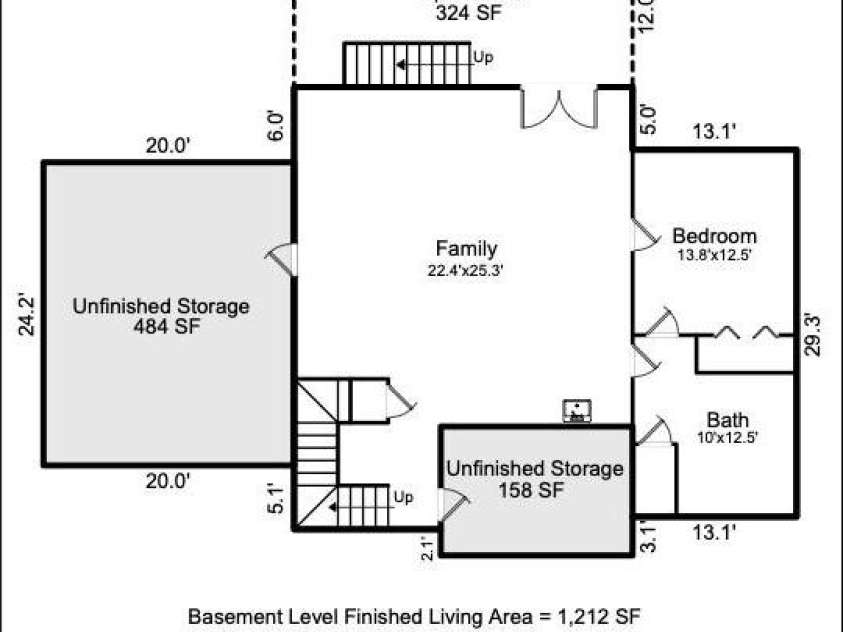 151 Hillside Drive, Swannanoa, NC 28778.  MLS# CAR4418957, YatesRealty ID 49872. Lower Level Floorplan