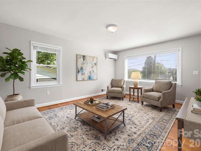 13 Browndale Road, Asheville, NC 28805.  MLS# CAR4382752, YatesRealty ID 49900. Virtually Staged Living Room