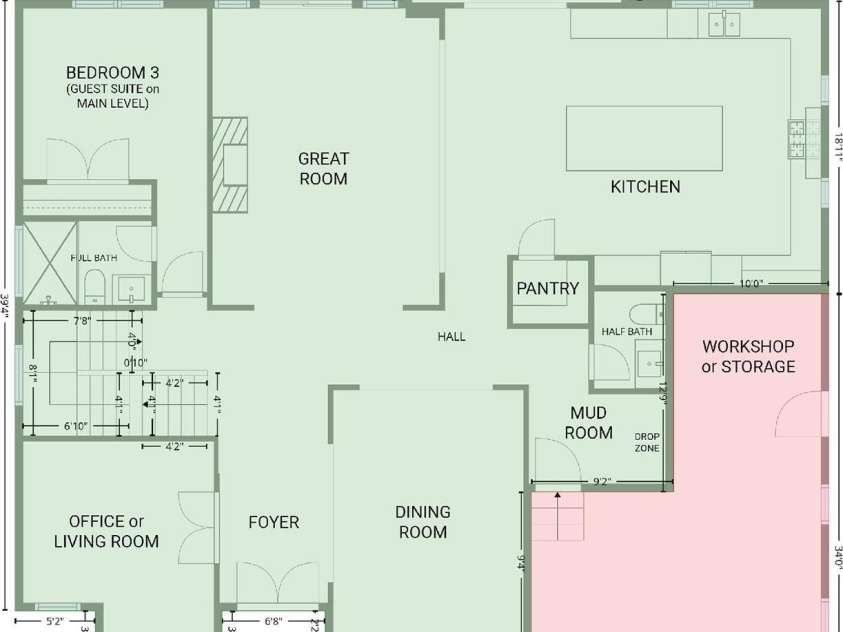 124 Clipper Lane, Mooresville, NC 28117.  MLS# CAR4408282, YatesRealty ID 50001. Main Level Floor Plan