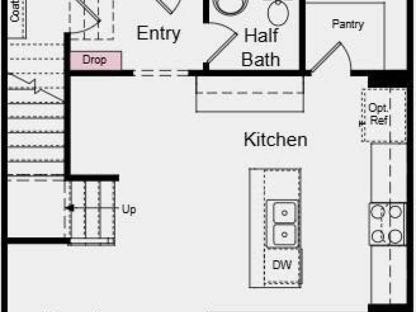 8701 Miles Gap Road, Indian Land, SC 29707.  MLS# CAR4423610, YatesRealty ID 50058. First Floor Plan - Additional Highlights Include: spa shower at primary bath, drop at entry, laminate flooring extension at first floor, and quick tread and painted risers at stairs