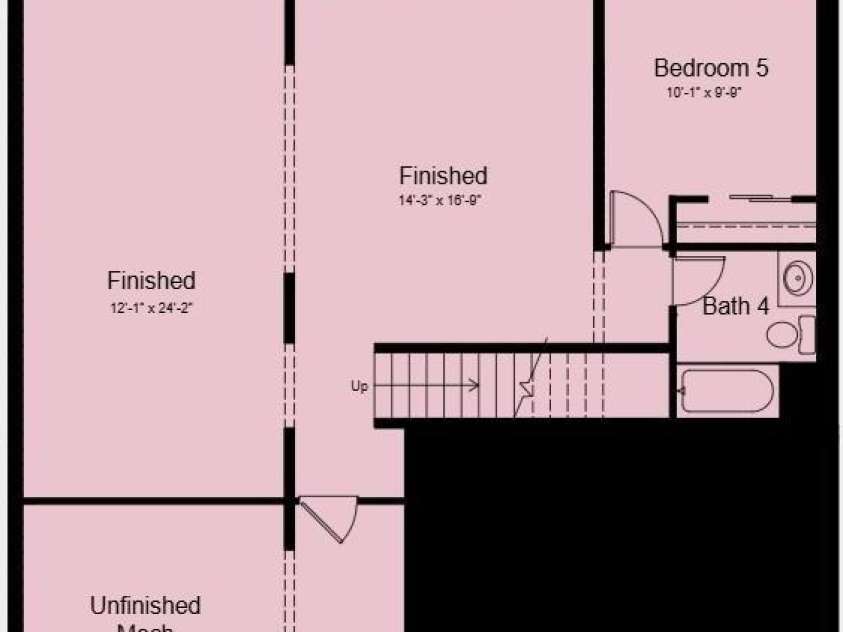 207 Holsworthy Drive, Mooresville, NC 28115.  MLS# CAR4423633, YatesRealty ID 50075. Finished Basement Floor Plan - Additional Highlights Include: additional windows added to study and primary bedroom, fireplace in great room, and shower in bathroom 2 and bathroom 3