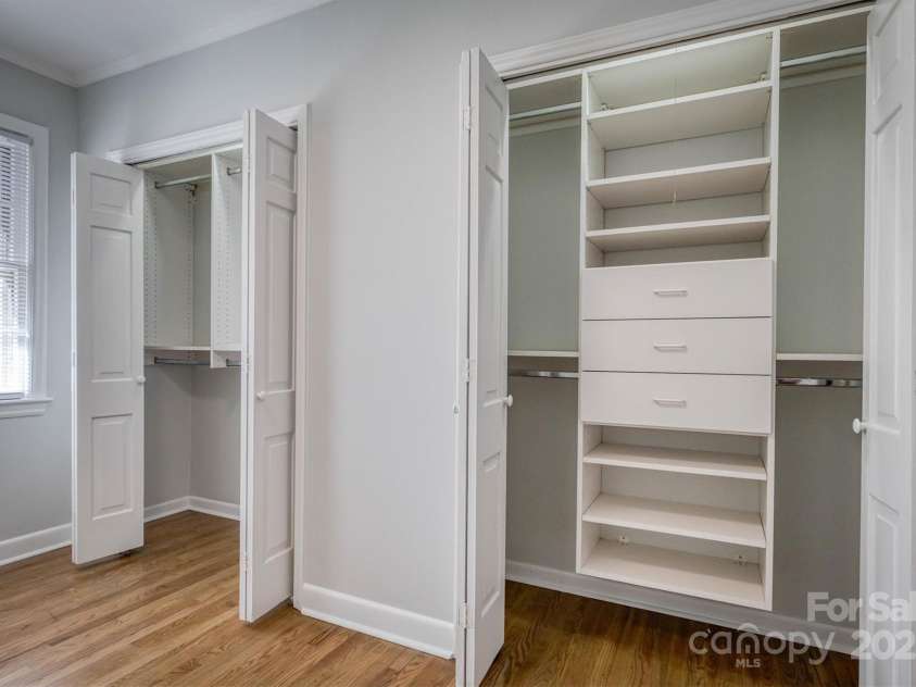 924 Main Avenue, Newton, NC 28658.  MLS# CAR4224742, YatesRealty ID 5010. First Bedroom Closets with Custom Shelving