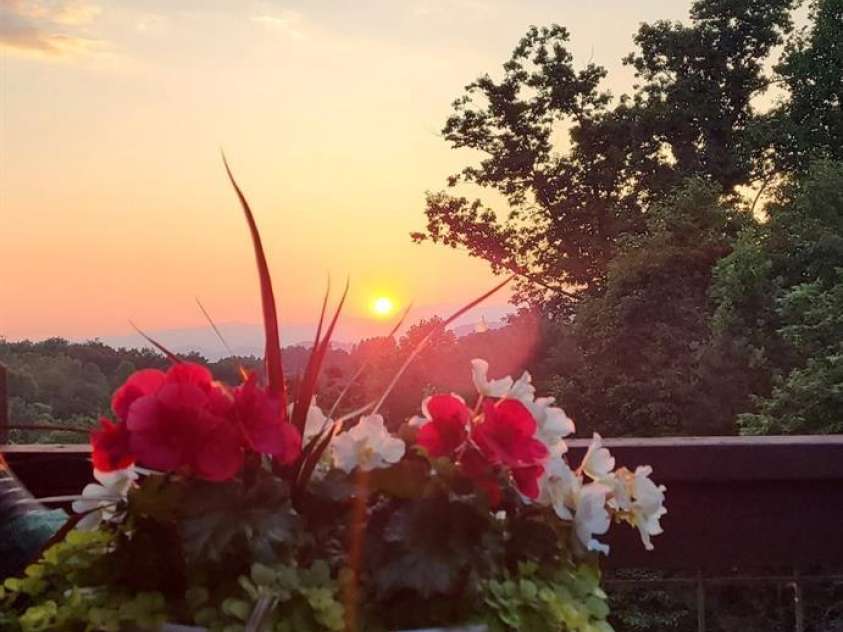 1186 Grandview Peaks Drive, Nebo, NC 28761.  MLS# CAR4215417, YatesRealty ID 5014. Springtime Views from Deck