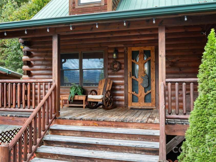 80 Slow Lane, Whittier, NC 28789.  MLS# CAR4307656, YatesRealty ID 5016. Front porch