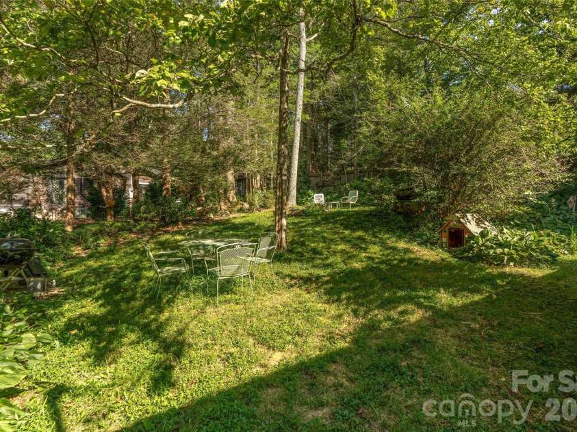 95 Chestnut Hill Loop Road, Gerton, NC 28735.  MLS# CAR4420243, YatesRealty ID 50183. Picnic and firepit areas in the spacious side yard.