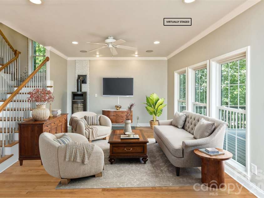 113 Ballantree Drive, Asheville, NC 28803.  MLS# CAR4417051, YatesRealty ID 50269. Virtually Staged Living Room