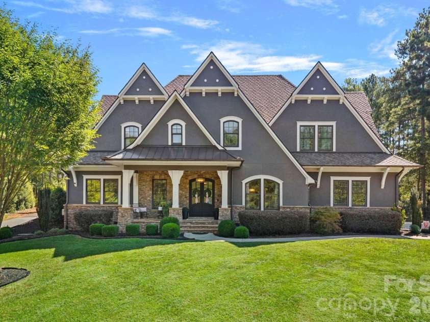 5113 Watermead Lane, Belmont, NC 28012.  MLS# CAR4419879, YatesRealty ID 50541. Front Elevation.. Stone and hard coat stucco