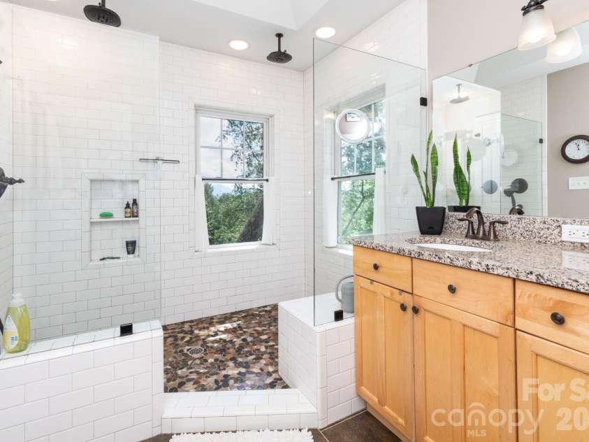 278 Brevard Road, Asheville, NC 28806.  MLS# CAR4408932, YatesRealty ID 50646. Primary Bathroom with Tile Shower