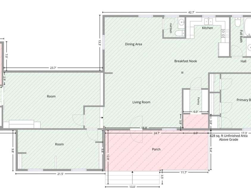 4515 Flowes Store Road, Concord, NC 28025.  MLS# CAR4424276, YatesRealty ID 50701. 1st Floor Layout