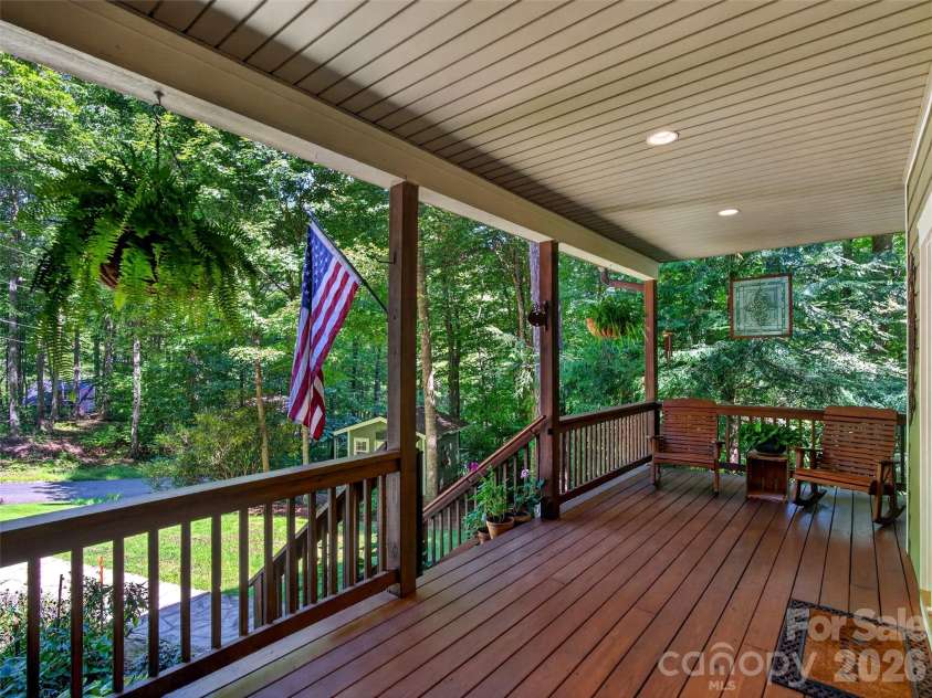 427 Locust Drive, Maggie Valley, NC 28751.  MLS# CAR4424585, YatesRealty ID 50881. Covered Front Porch