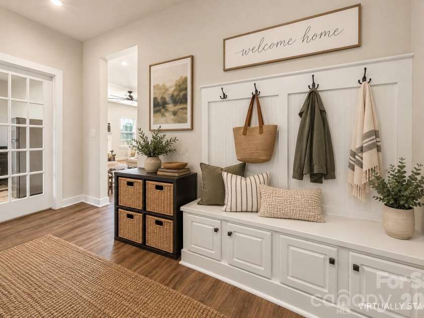 7004 Waterwheel Street, Concord, NC 28025.  MLS# CAR4417065, YatesRealty ID 51167. Virtually Staged Mudroom