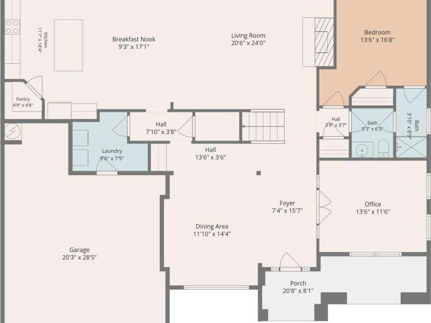 131 Reserve Lane, Indian Land, SC 29707.  MLS# CAR4417292, YatesRealty ID 51276. 1st floor floorplan