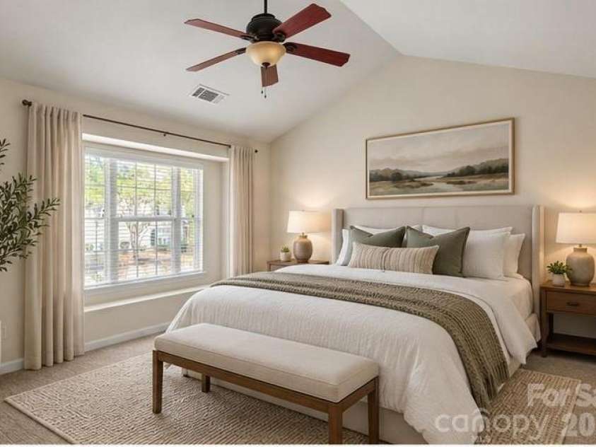 4717 Grier Farm Lane, Charlotte, NC 28270.  MLS# CAR4423441, YatesRealty ID 51445. Primary bedroom virtually staged